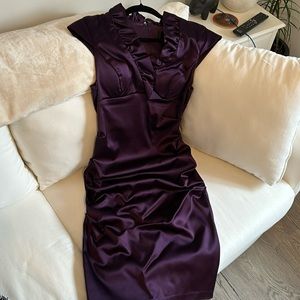BaNites Ruffeled Bodice Purple Cocktail Dress